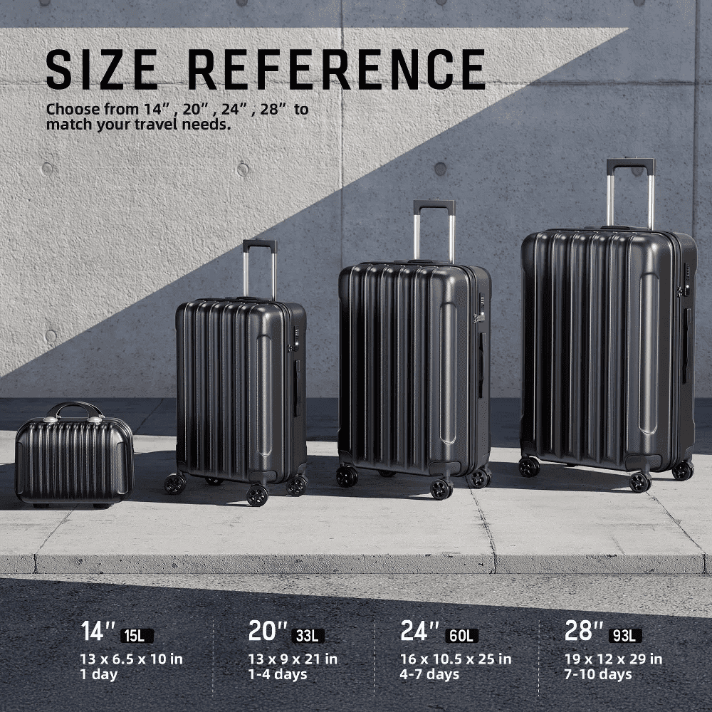 SUGIFT 4-Piece Lightweight Hardshell Spinner Luggage Set with TSA Lock