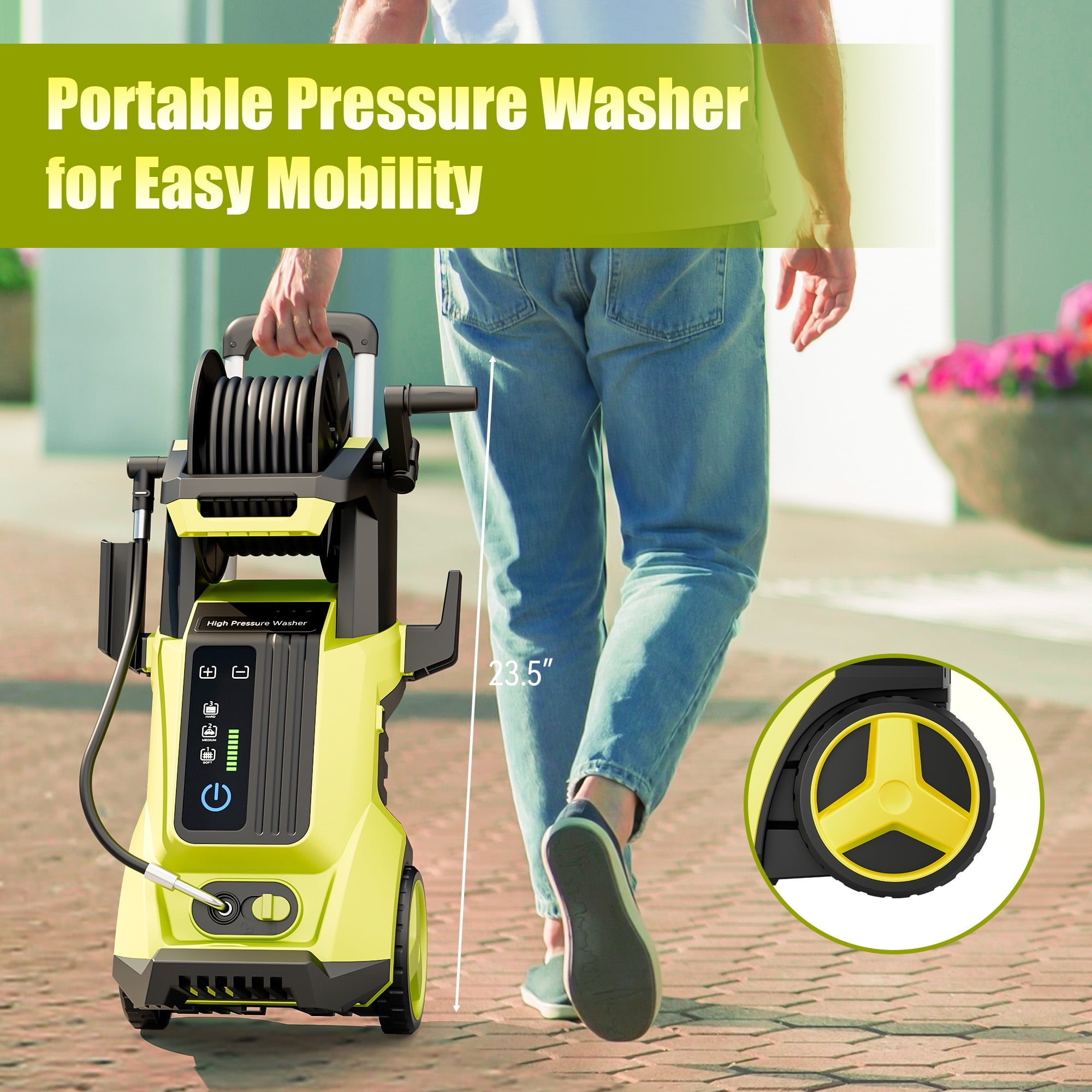 Fenbeli Electric Pressure Washer 3200 PSI 2.6 GPM Electric Power Washer with 4 Quick Connect Nozzles