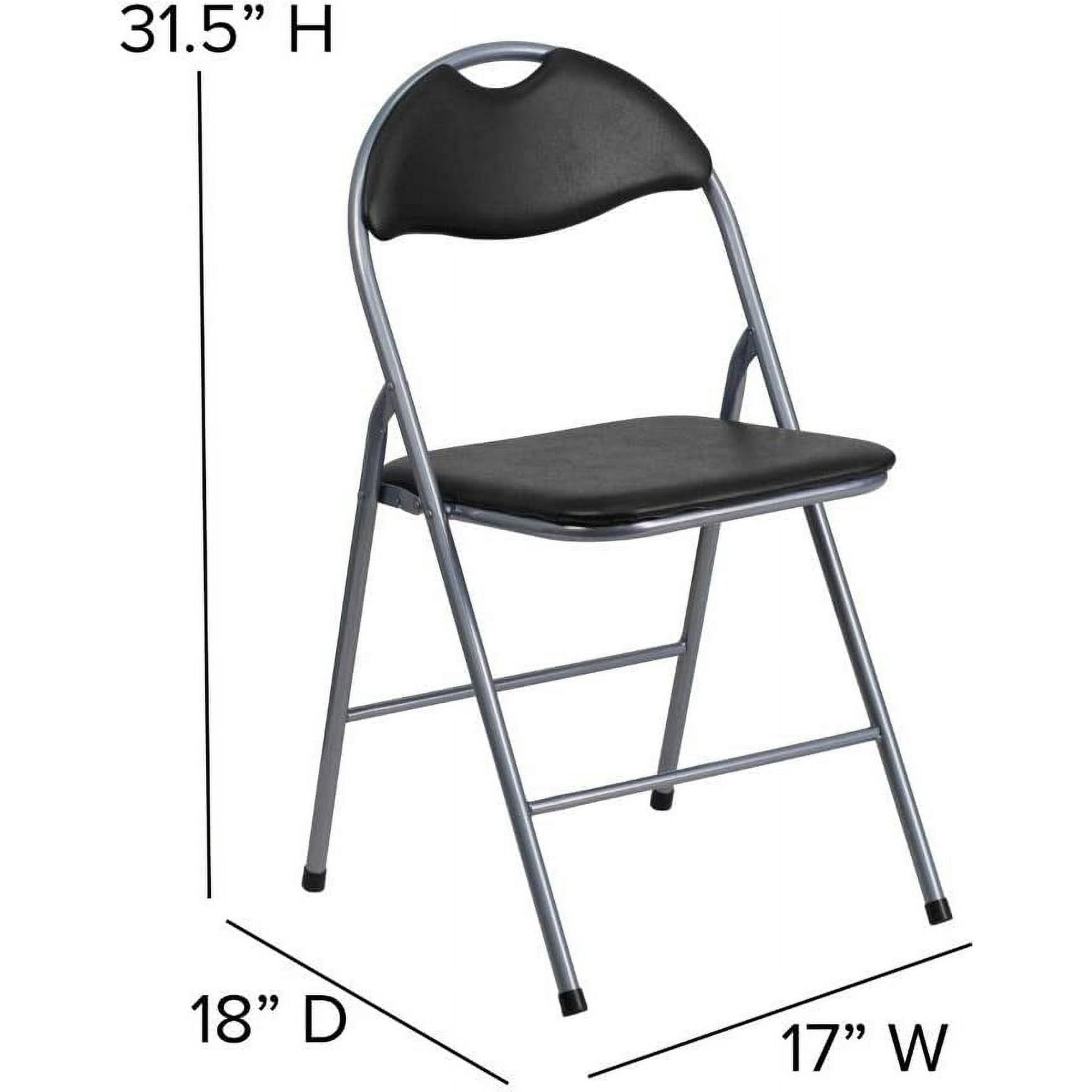 4 Pack Black Vinyl Metal Folding Chair with Carrying Handle