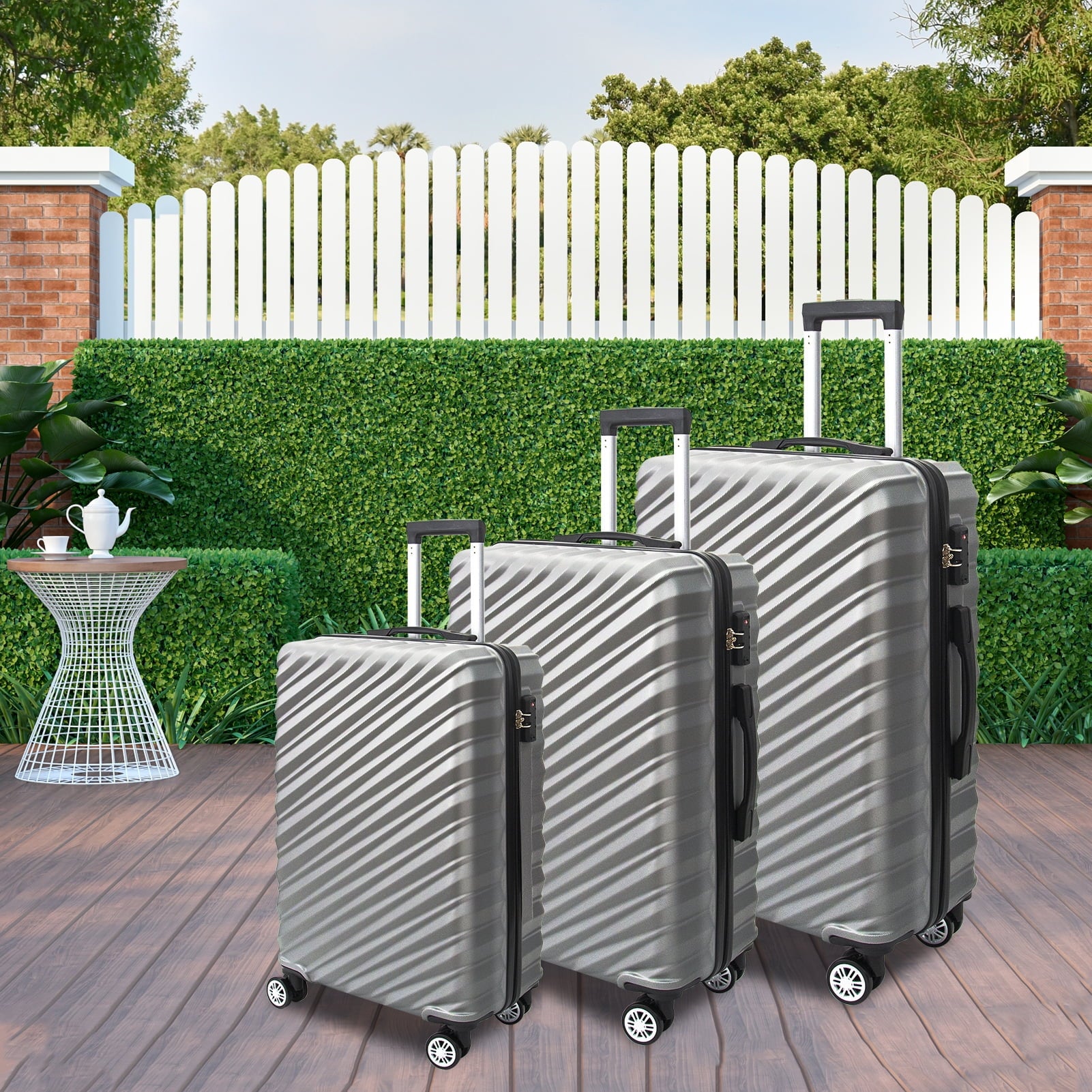 SUGIFT 3 Piece Luggage set with TSA Lock Spinner Wheel ABS, 20/24/28 Inches