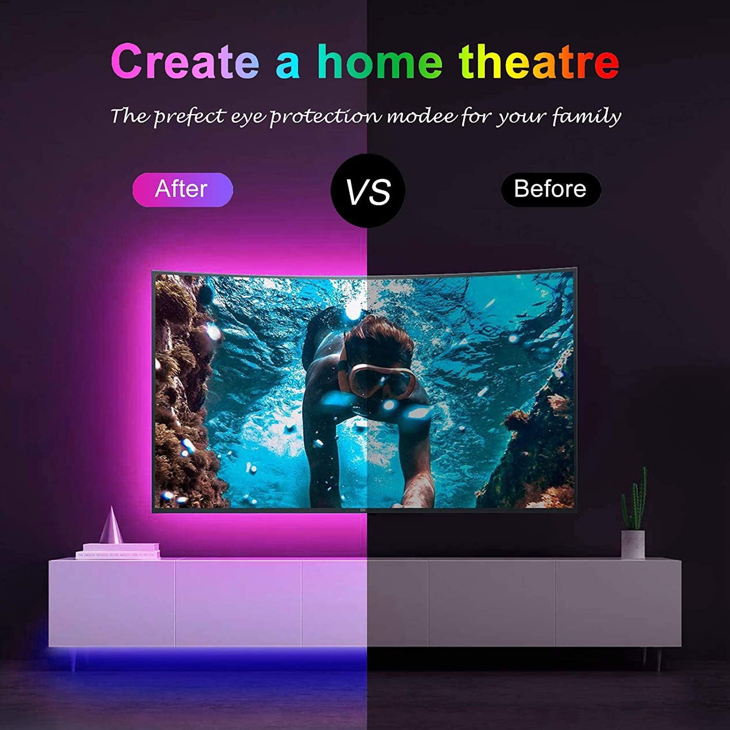 SUGIFT LED Strip Lights 16.4ft Multi-Color Lights Outdoor / Indoor RGB LED Light Strip with Remote