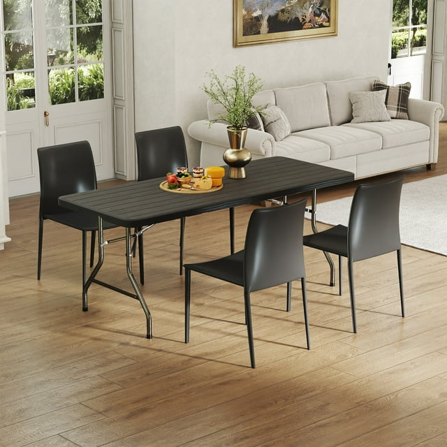 SUGIFT 6ft Folding Table Plastic Foldable Table for Indoor/Outdoor Use