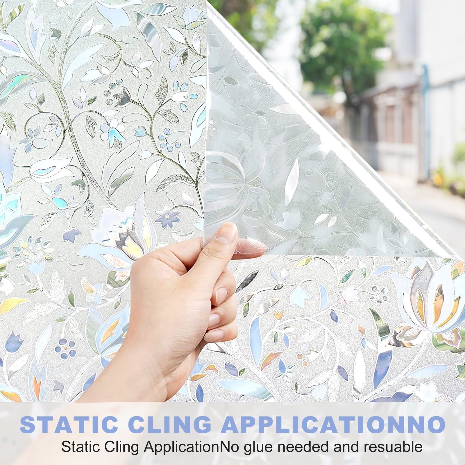 SUGIFT Frosted Peel Stick Window Film Anti UV Window Sticker for Home Kitchen Bathroom Office