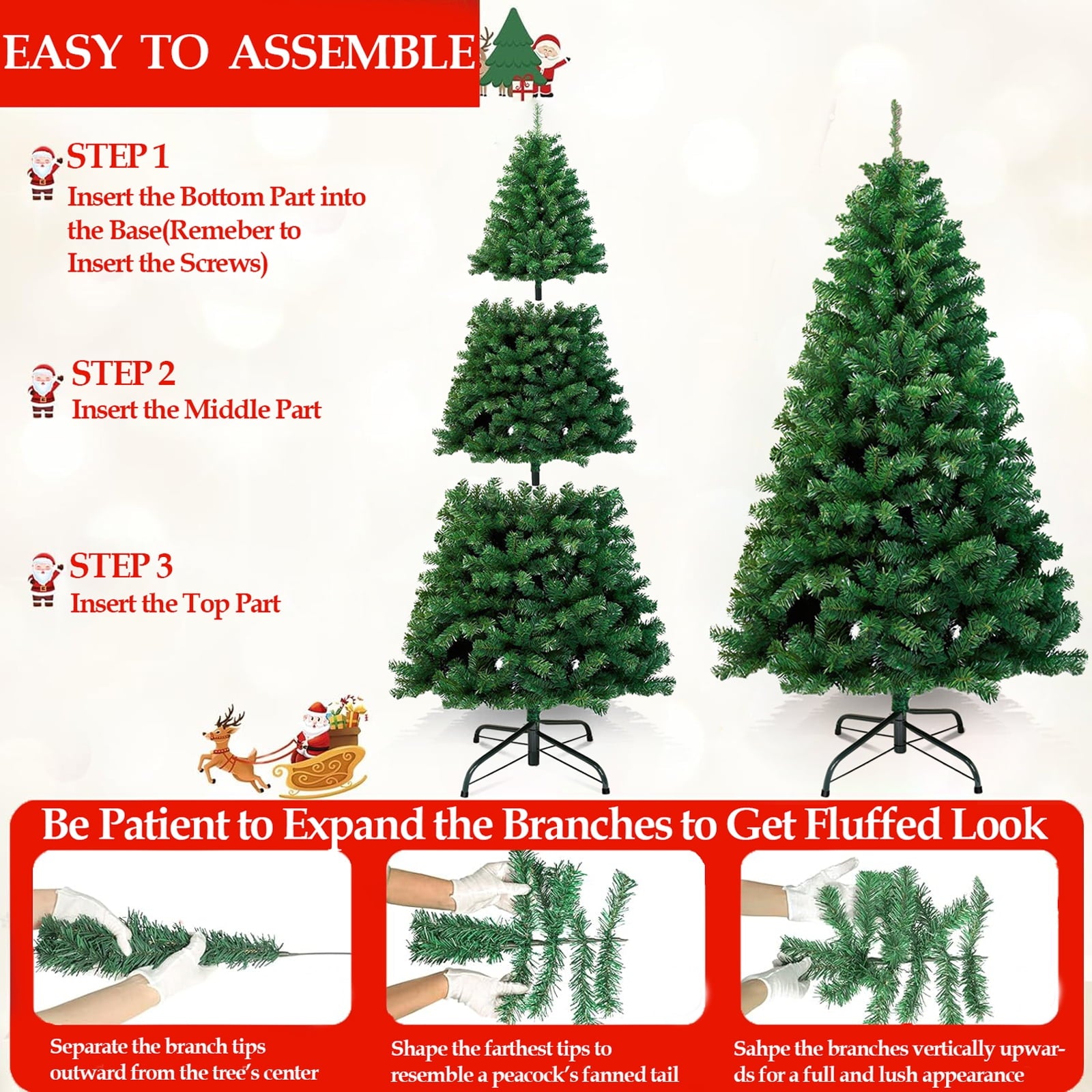 SUGIFT 6ft White Artificial Frosted Christmas Tree, Christmas Decor