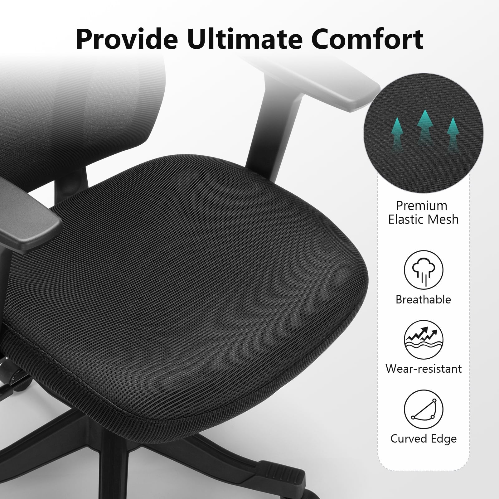 SUGIFT Ergonomic High Back Office Chair with Wheel 3D Armrests and Headrest, Black