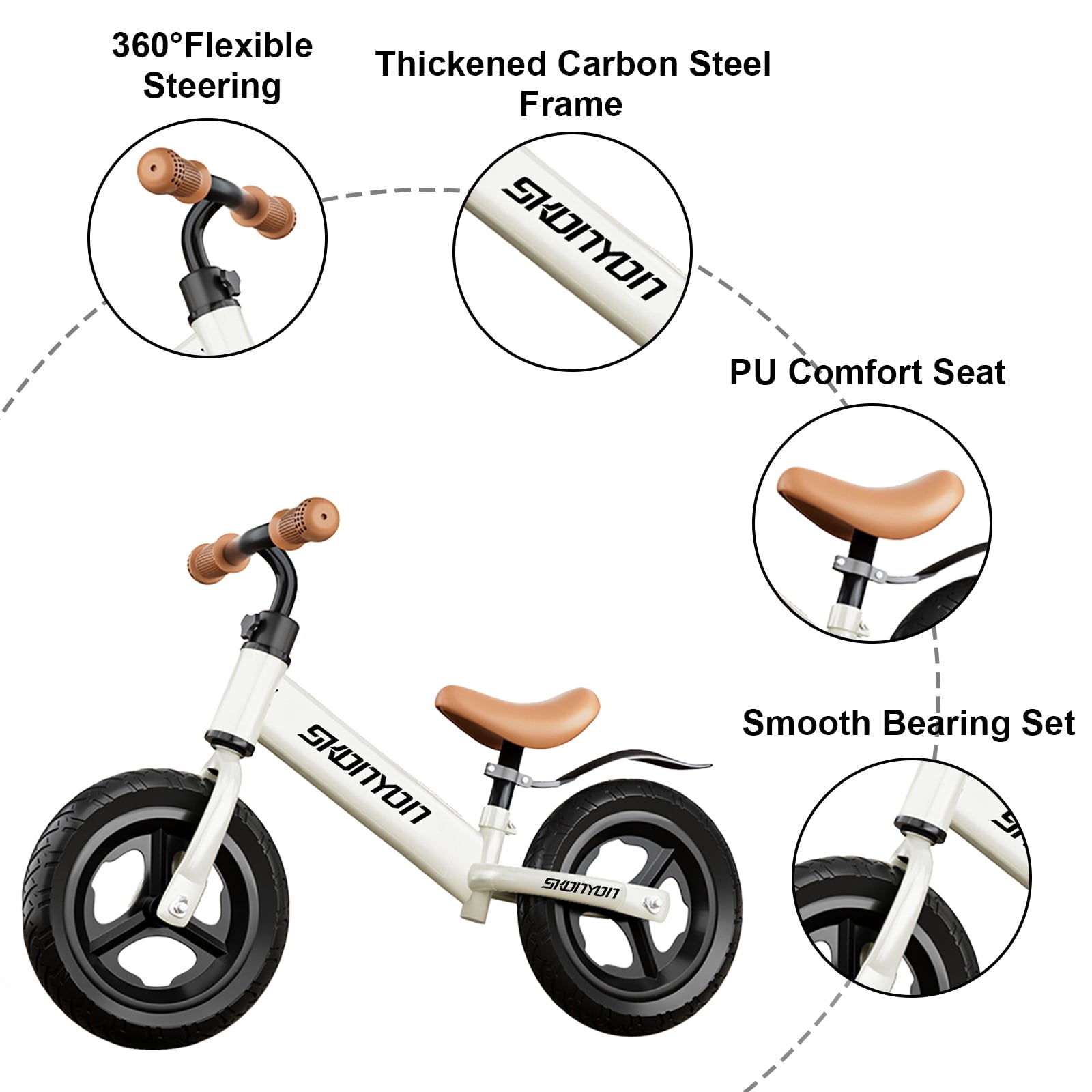 SUGIFT Toddler Balance Bike Toys for 2-5 Years Old Boys Girls 12 Kids Training Balance Bike No Pedals Bike White