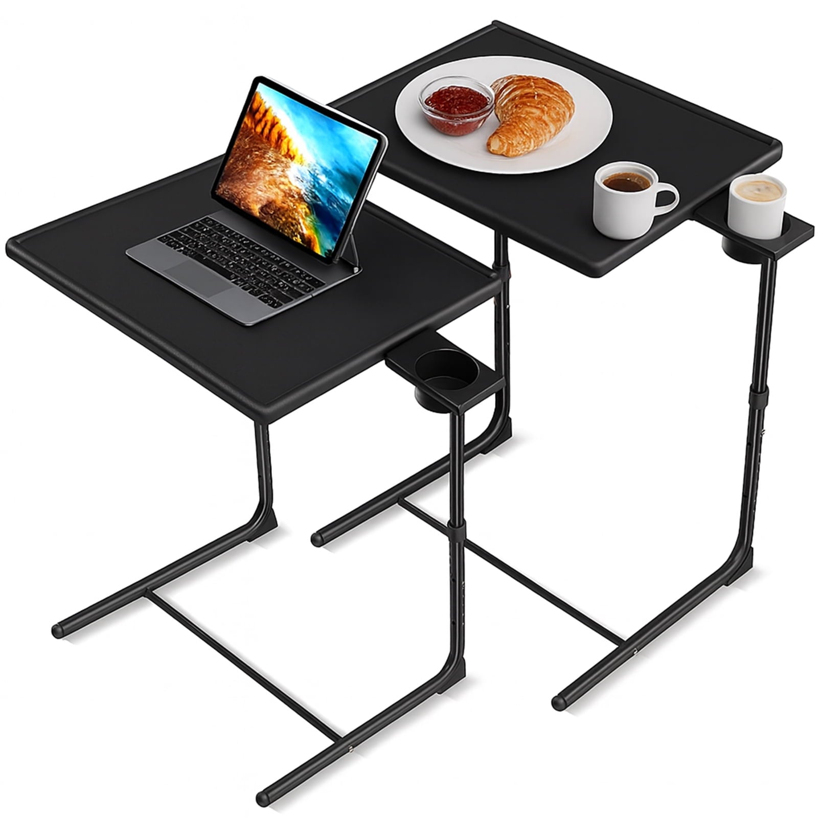 SUGIFT 2 pack Folding TV Tray Table Set Sofa Desk TV Dinner Tray for Home Office, Black
