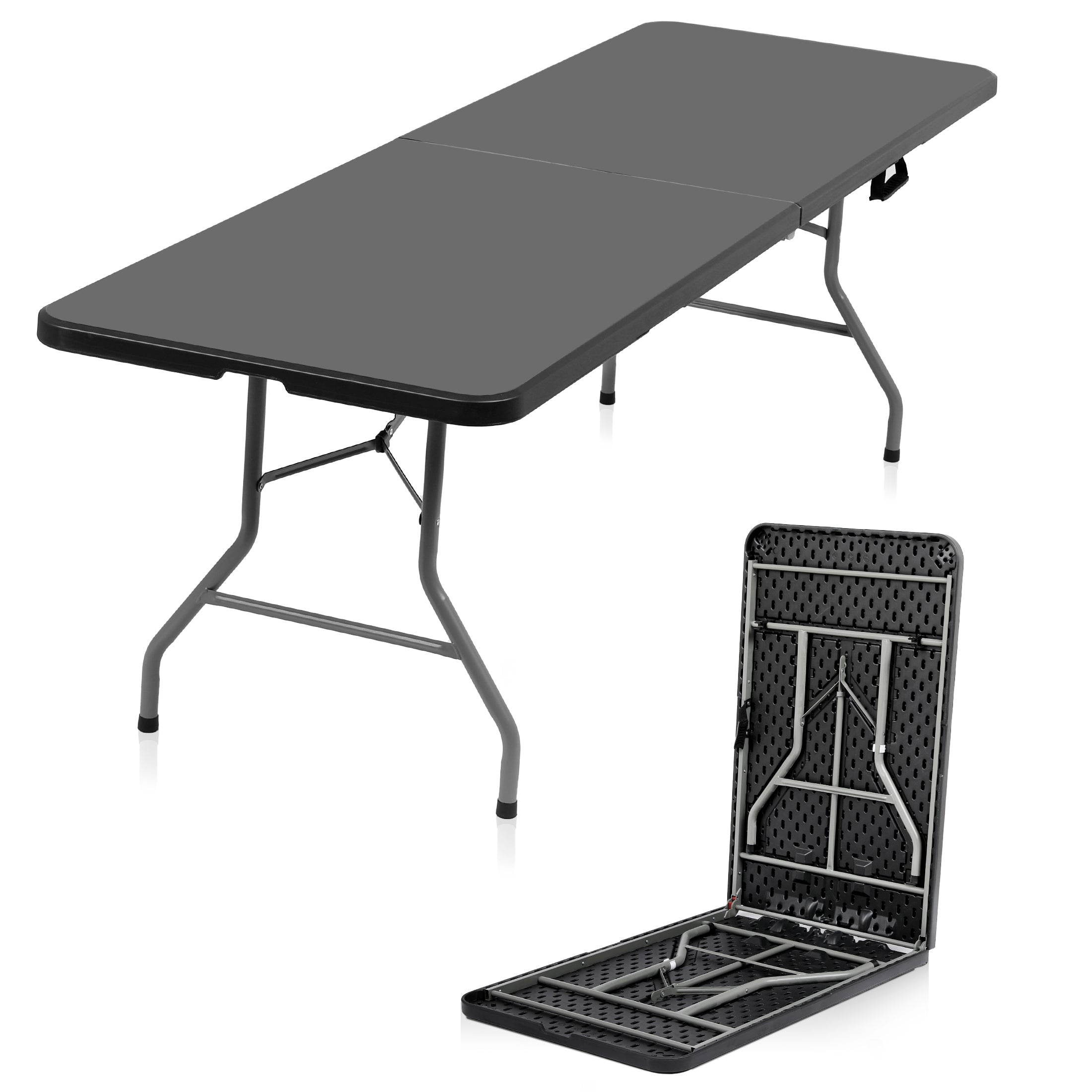 SUGIFT 8ft Folding Table Heavy-Duty Foldable Table for Indoor and Outdoor Use
