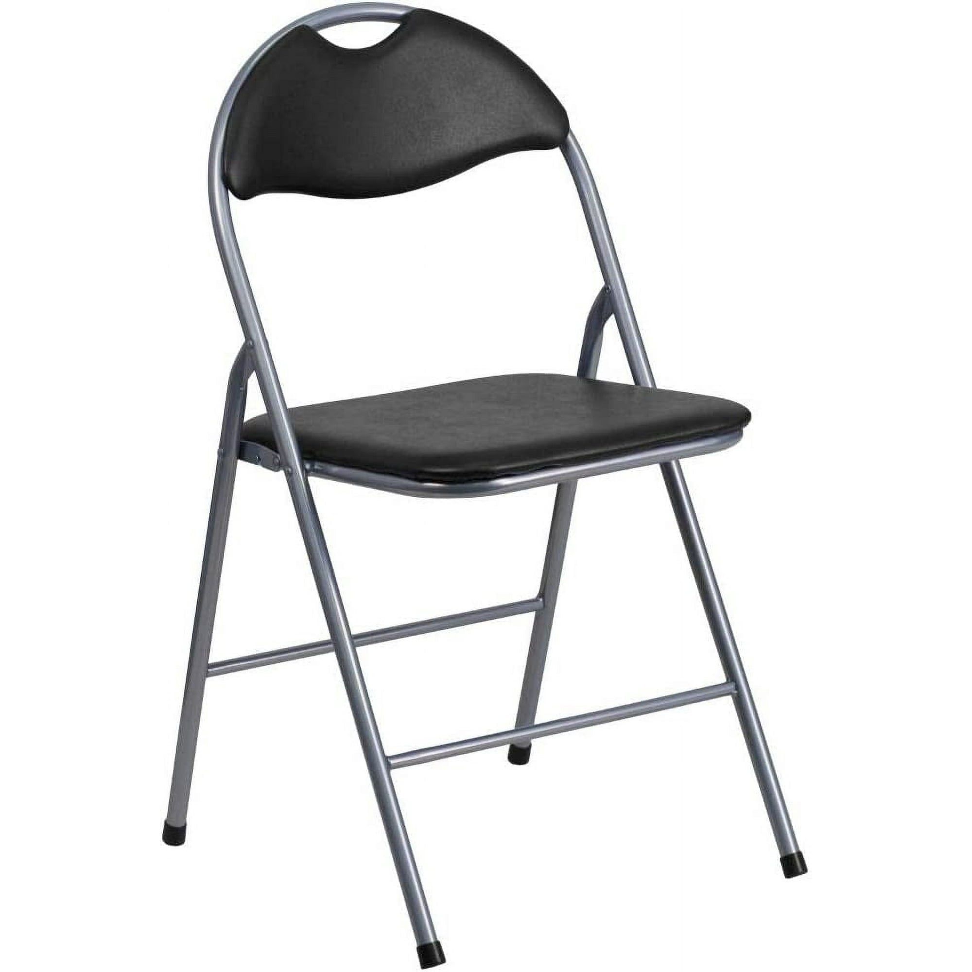 4 Pack Black Vinyl Metal Folding Chair with Carrying Handle