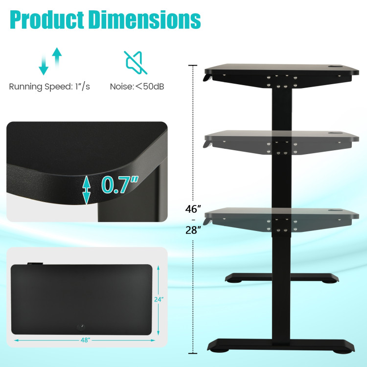 SUGIFT Height Adjustable Electric Standing Desk, 48 x 24 Inches Sit Stand up Desk, Memory Computer Home Office Desk