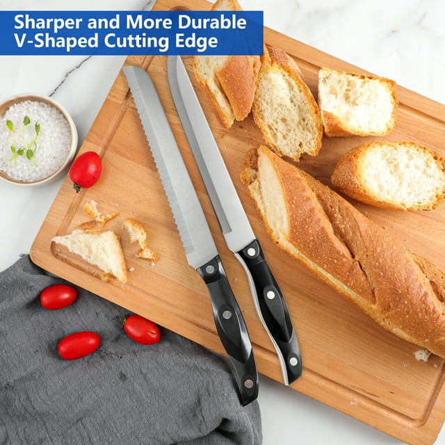 SUGIFT 19 Pieces Knife Block Set with Block, Stainless Steel Knife Set for Best Gift