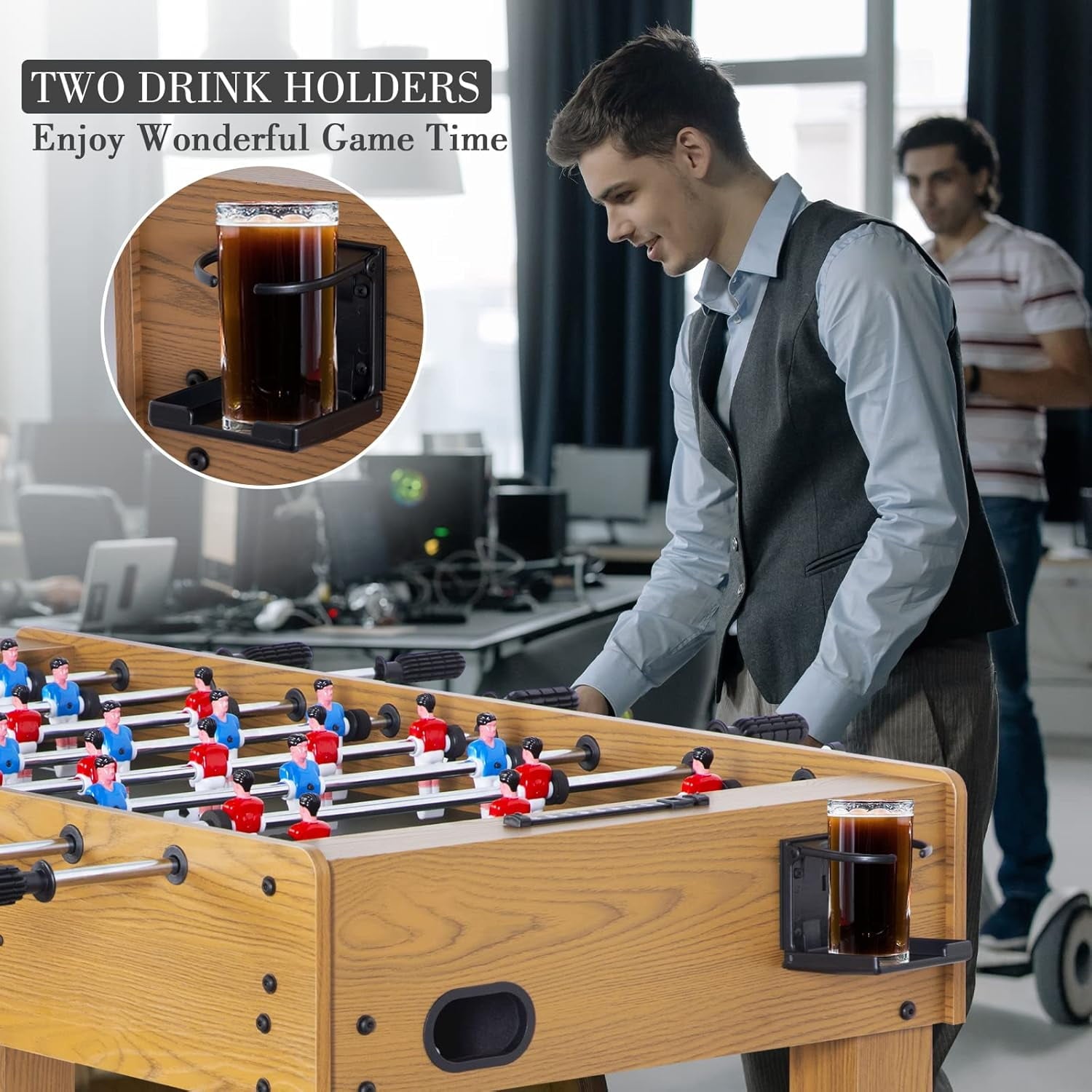 SUGIFT 48in Foosball Table Competition Sized Soccer Table w 2 Balls 2 Cup Holders 24ft for Kids Adults Suit for 4 Players Football Table for Home Game Room Arcade