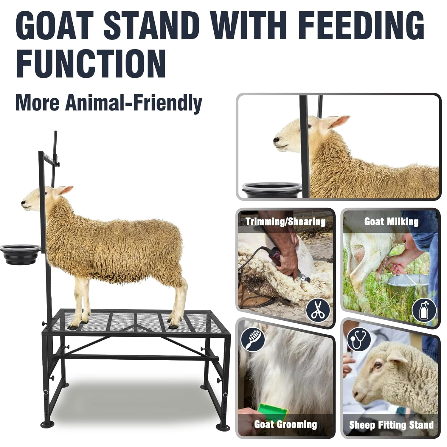 SUGIFT Goat Trimming Table Livestock Stand Trimming Stand, Iron Black, Adjustable Size