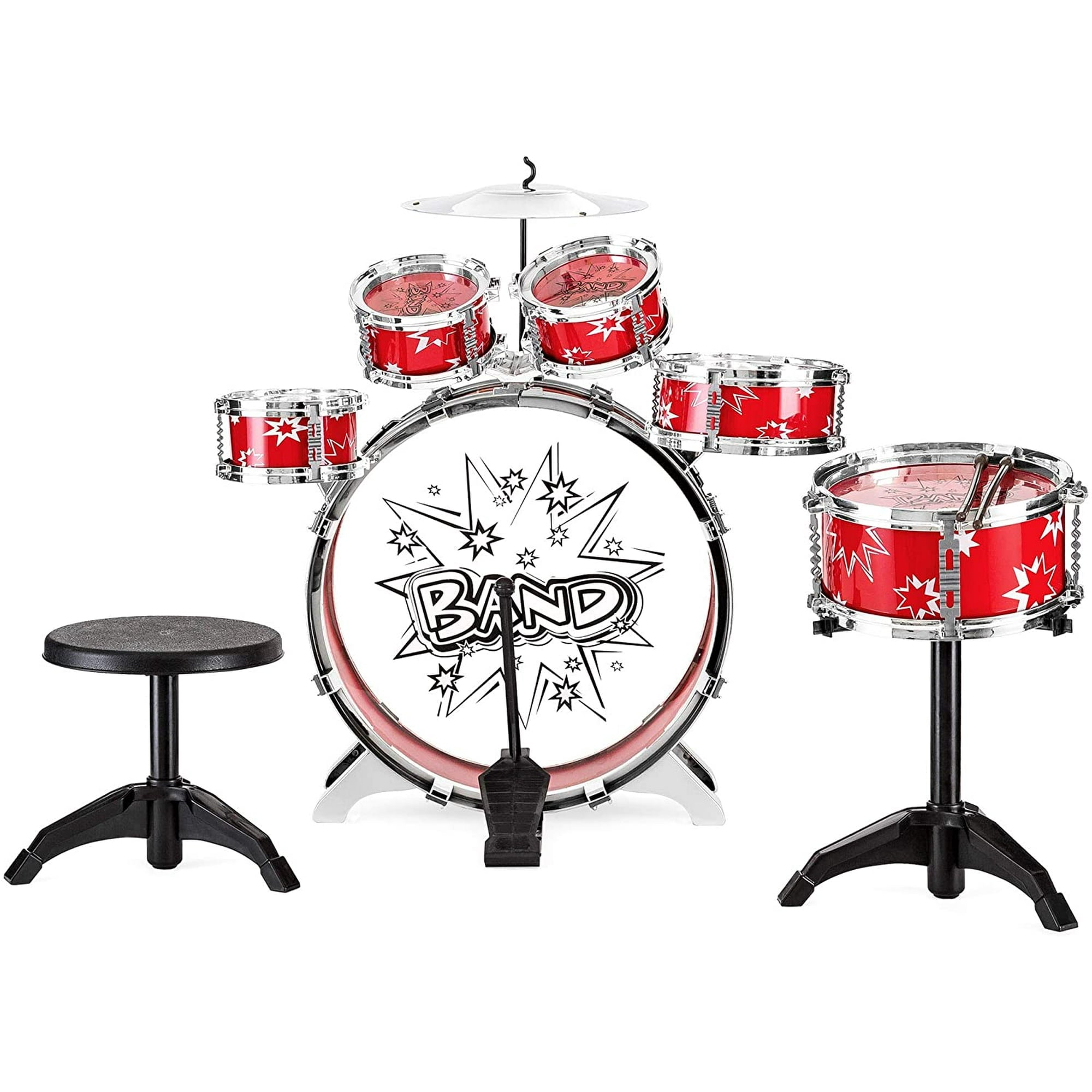 SUGIFT 11-Piece Kids Starter Drum Set , Red