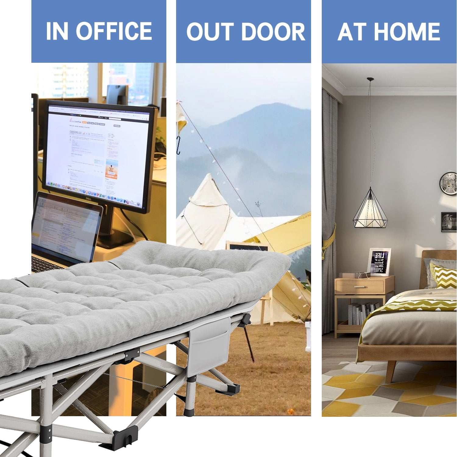 SUGIFT Folding Camping Cot 32 XXL Adult widen Folding Bad for Portable Folding Bed with Mattress and Carry Bag