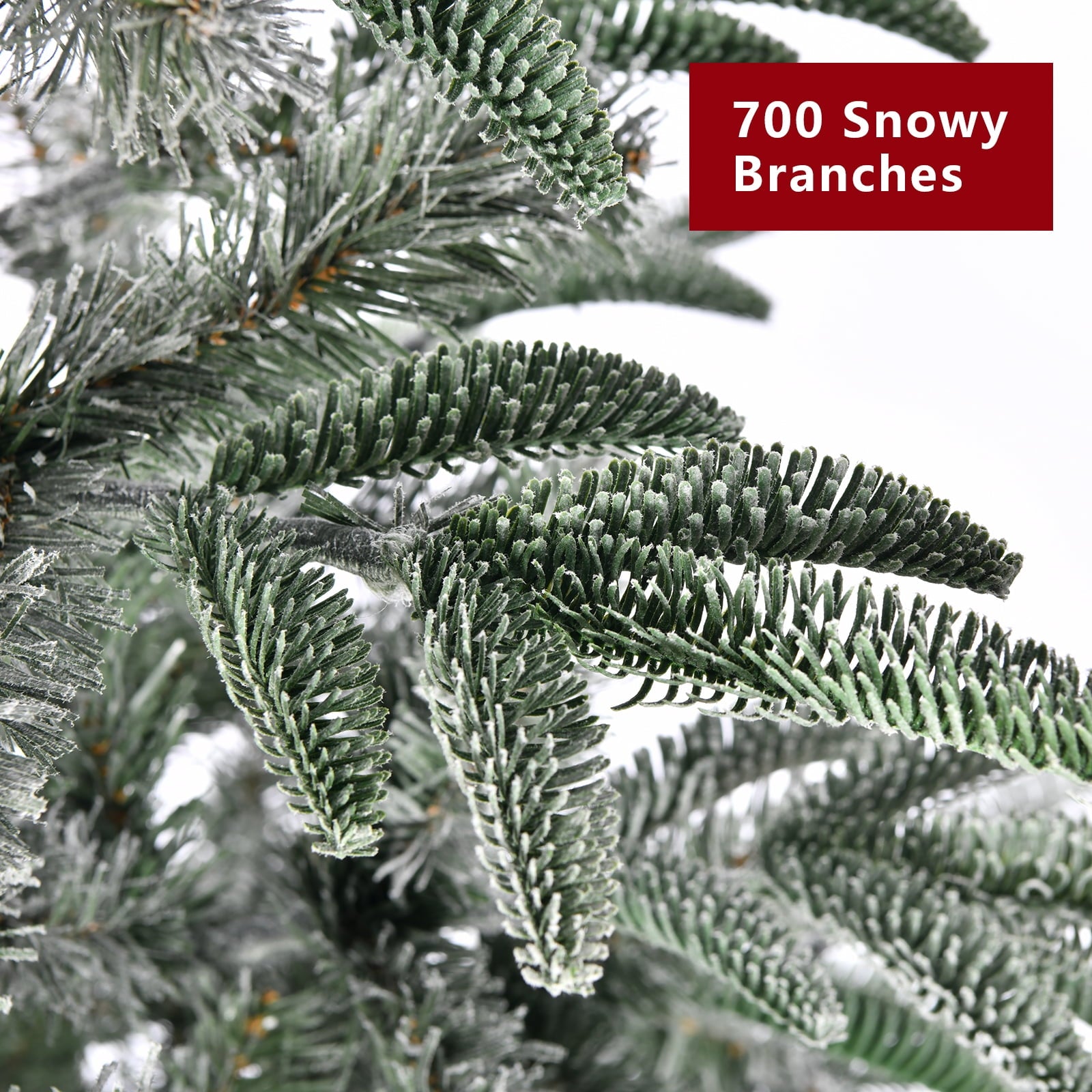 7.5ft Artificial Christmas Tree Pine Hinged Xmas Tree with 700 Snowy Branches, Easy Assembly for Home, Office, Party Decoration