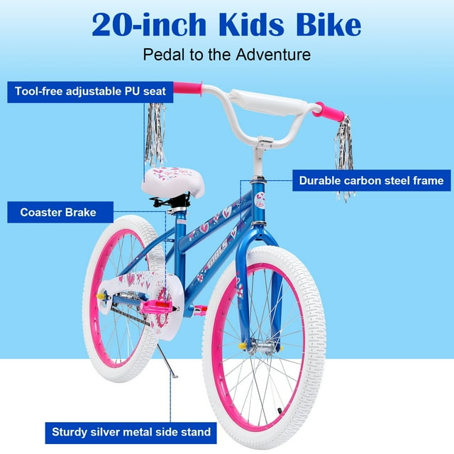 SUGIFT 20 in. Kids Bike with Training Wheels Child Bicycle for Girls Age 7-14 Years, Bule