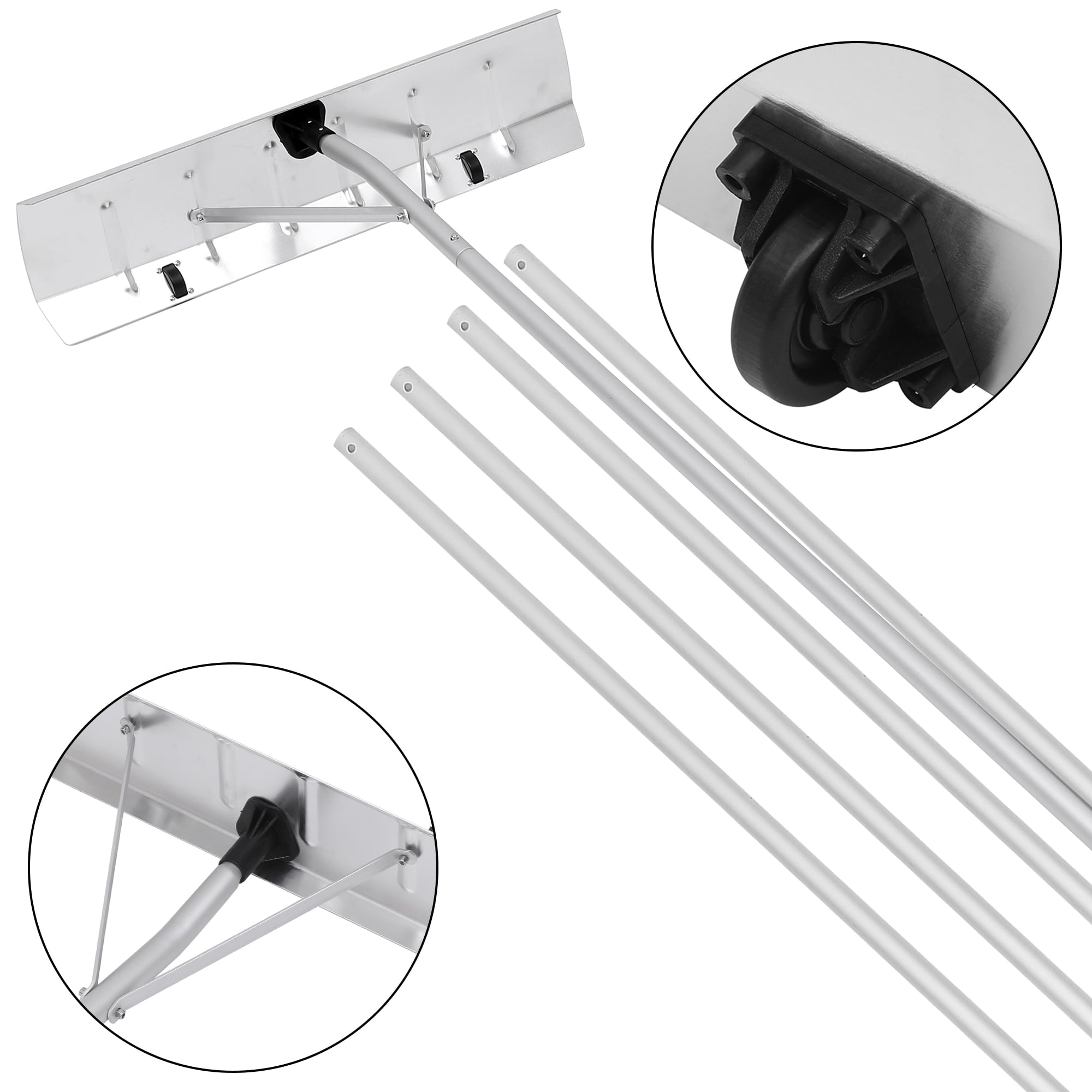 SUGIFT Snow Shovel with Wheels Snow Pusher for Driveway and Sidewalk Snow Removal