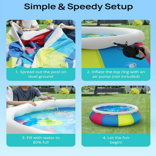 Family 10ft x 30in Above Ground Inflatable Round Swimming Pool