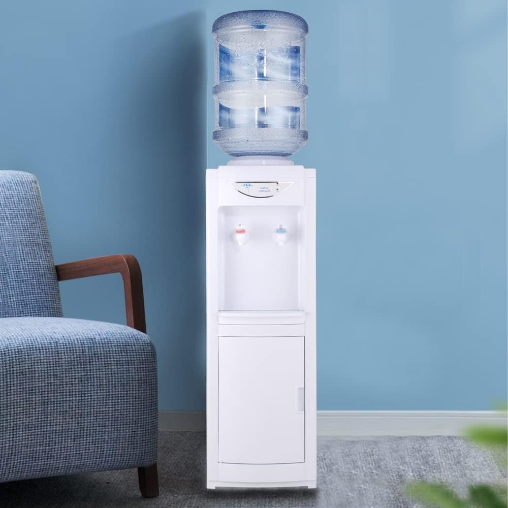 SUGIFT Top Loading Water Dispenser 5 Gallons Water Coolers with Child Safety Lock, White