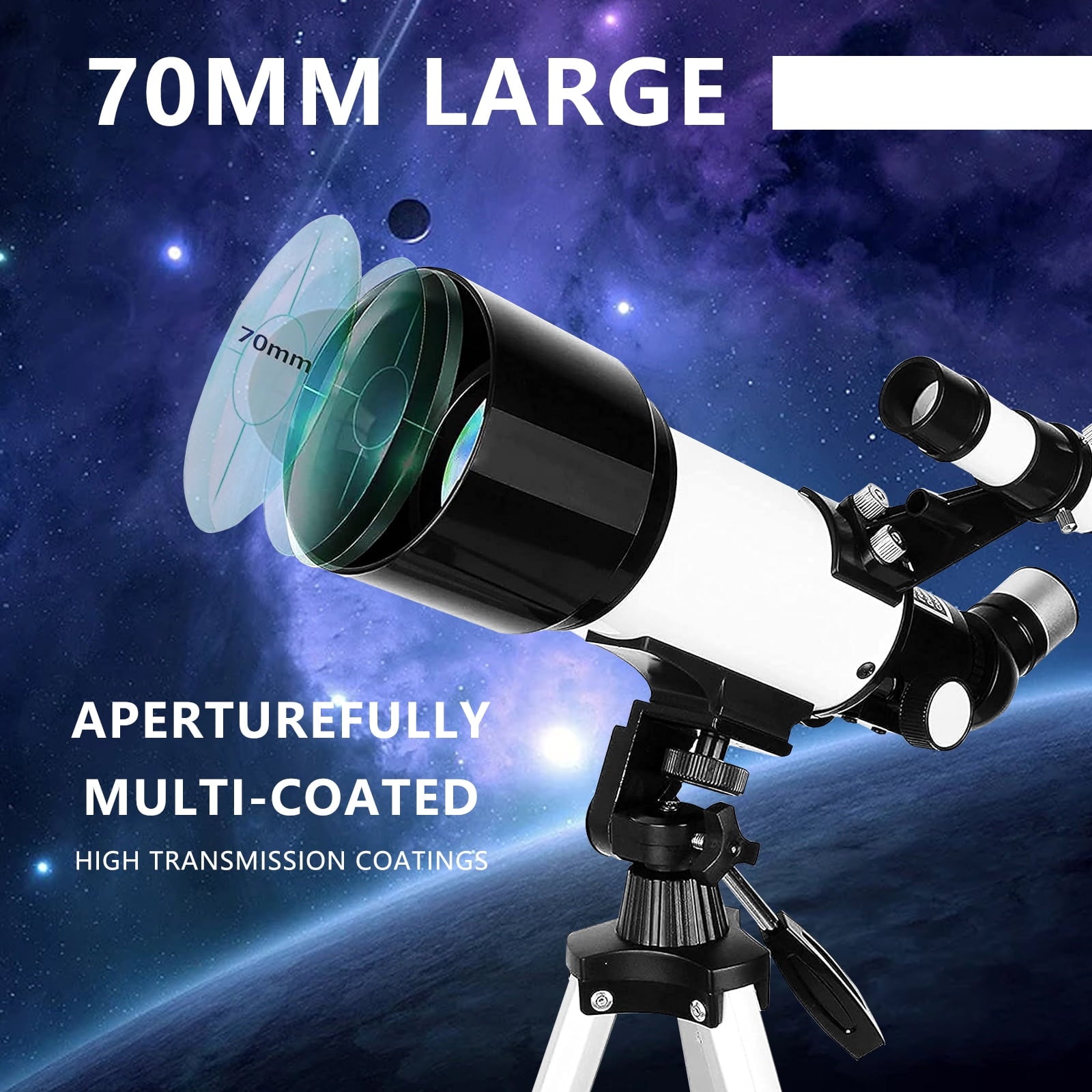400/70mm Astronomical Telescope Refractor Adjustable Tripod Kids Beginner Gift