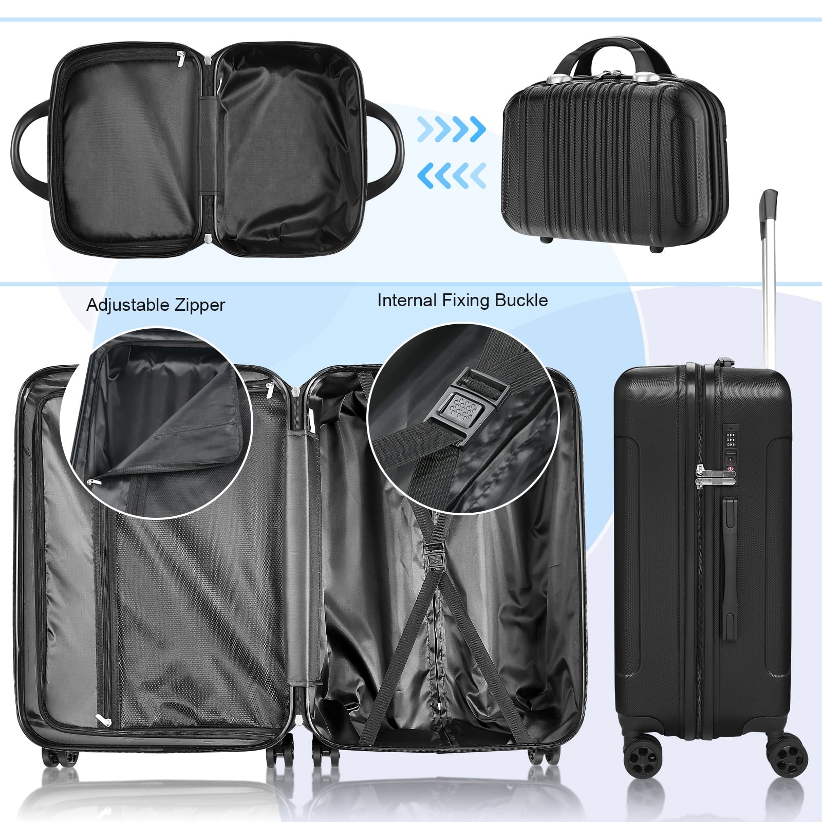 SUGIFT Luggage 4 Piece Set Suitcase Spinner Hardshell Lightweight TSA Lock