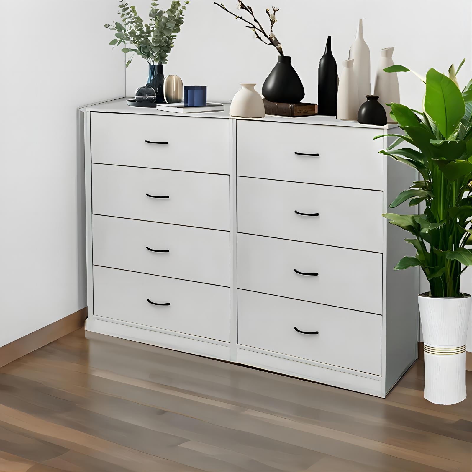 SUGIFT 4 Drawer Wood Dressers for Bedroom, Light Gray