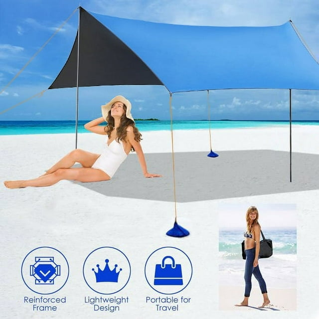 portable beach tent SUGIFT Family Portable Sun Shelter Beach Tent Canopy 10ft x 10ft UPF50