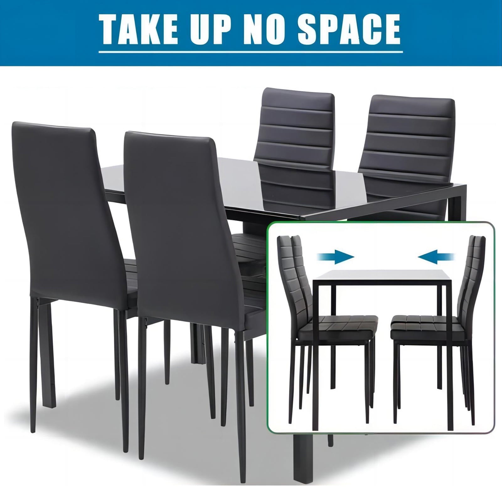 YouYeap 5 Piece Dining Table Set for 4 Glass Dining Table and 4 Chairs Black