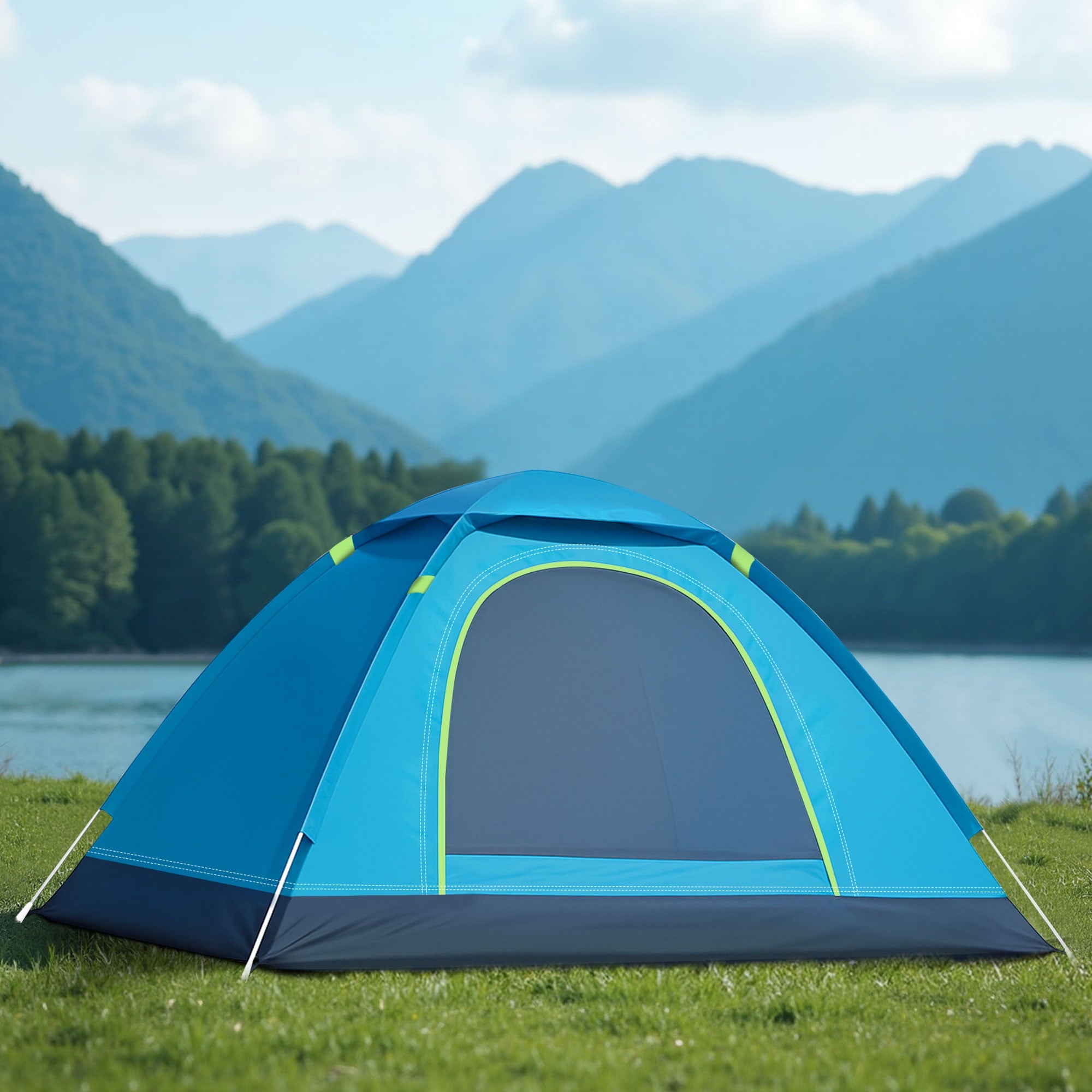 SUGIFT 2-Person Camping Tent with Carry Bag Waterproof Dome Automatic Pop-Up Outdoor Tent for BeachTraveling Hiking Camping Hunting Blue