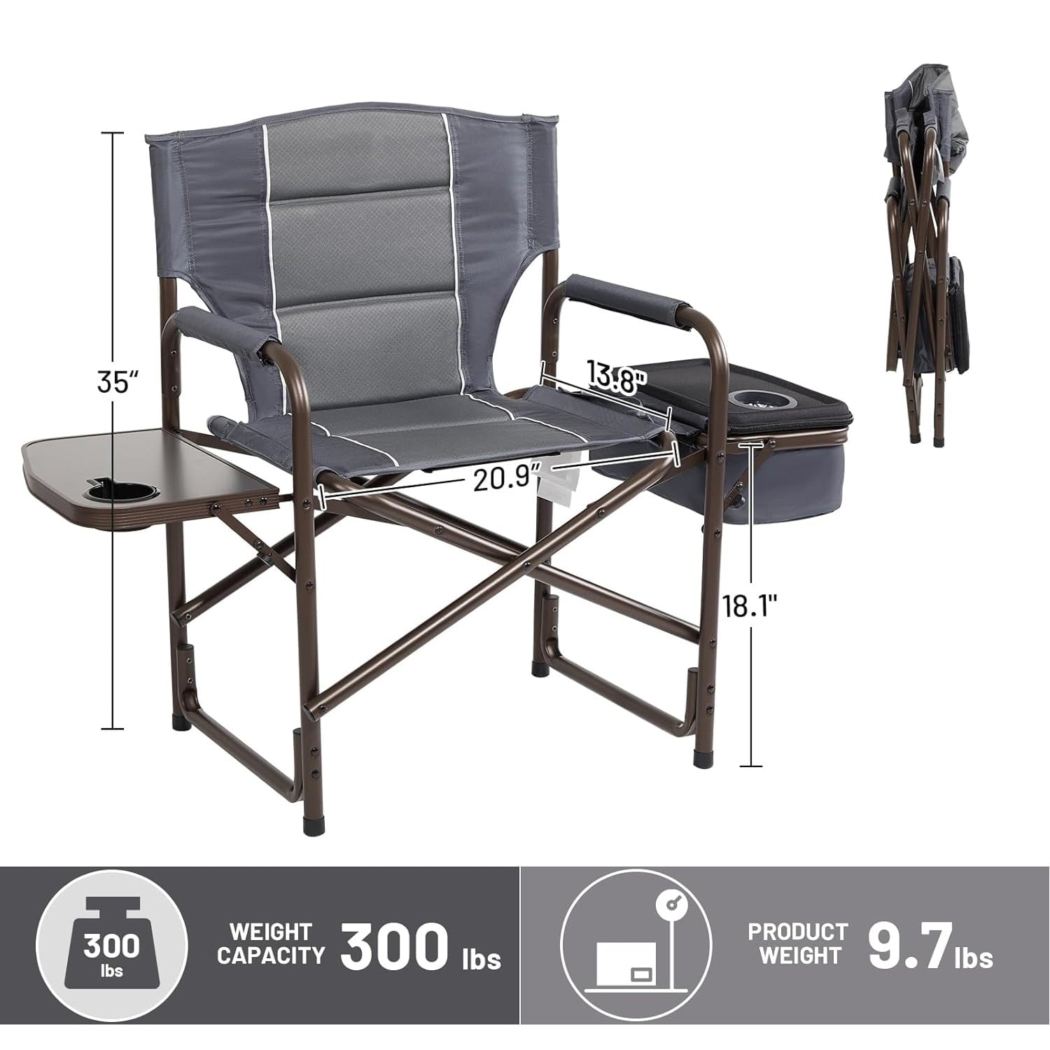 SUGIFT Folding Chair Steel Camping Chair Folding Padded Seat Blue