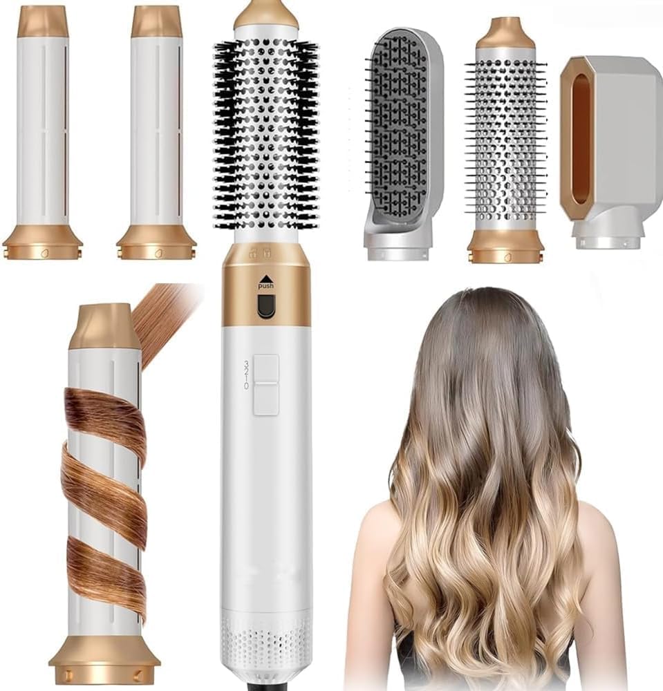 SUGIFT Hair Dryer Brush, 5 in 1 Multi Hair Styler,110,000 RPM High-Speed Negative Ionic Hair Dryer Fast Drying, Professional Blow Dryer Brush for Curling Volumizing Straightening Waves Styling, Salon Tools