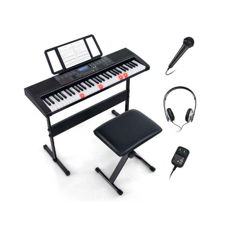 SUGIFT 61-Key Portable Electronic Keyboard Piano with Stand and Stool