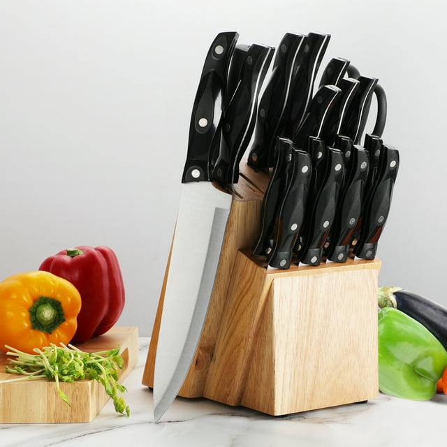 SUGIFT 19 Pieces Knife Block Set with Block, Stainless Steel Knife Set for Best Gift