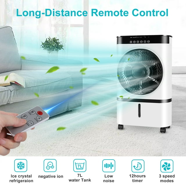 YouYeap Air Cooler Portable Evaporative Air Cooler Fan with Remote Control Casters Suitable for Home Office