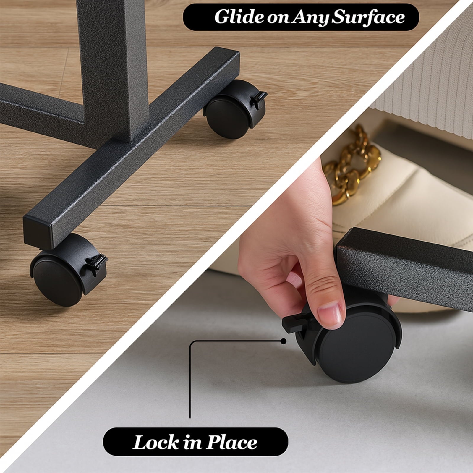 SUGIFT Adjustable Lap Desk with Wheels for Home Office, Brown