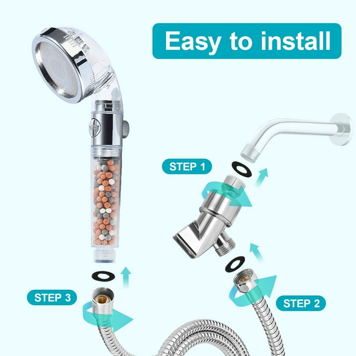 SUGIFT Hand Held Shower Head with Filter Beads 3 Settings Spray High Pressure Shower Heads