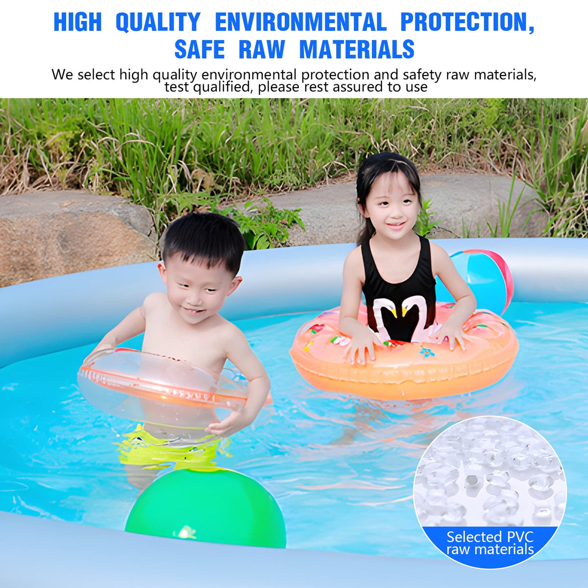 SUGIFT 8FT Inflatable Pool Full-Sized Family Lounge Pools Thicker Abra