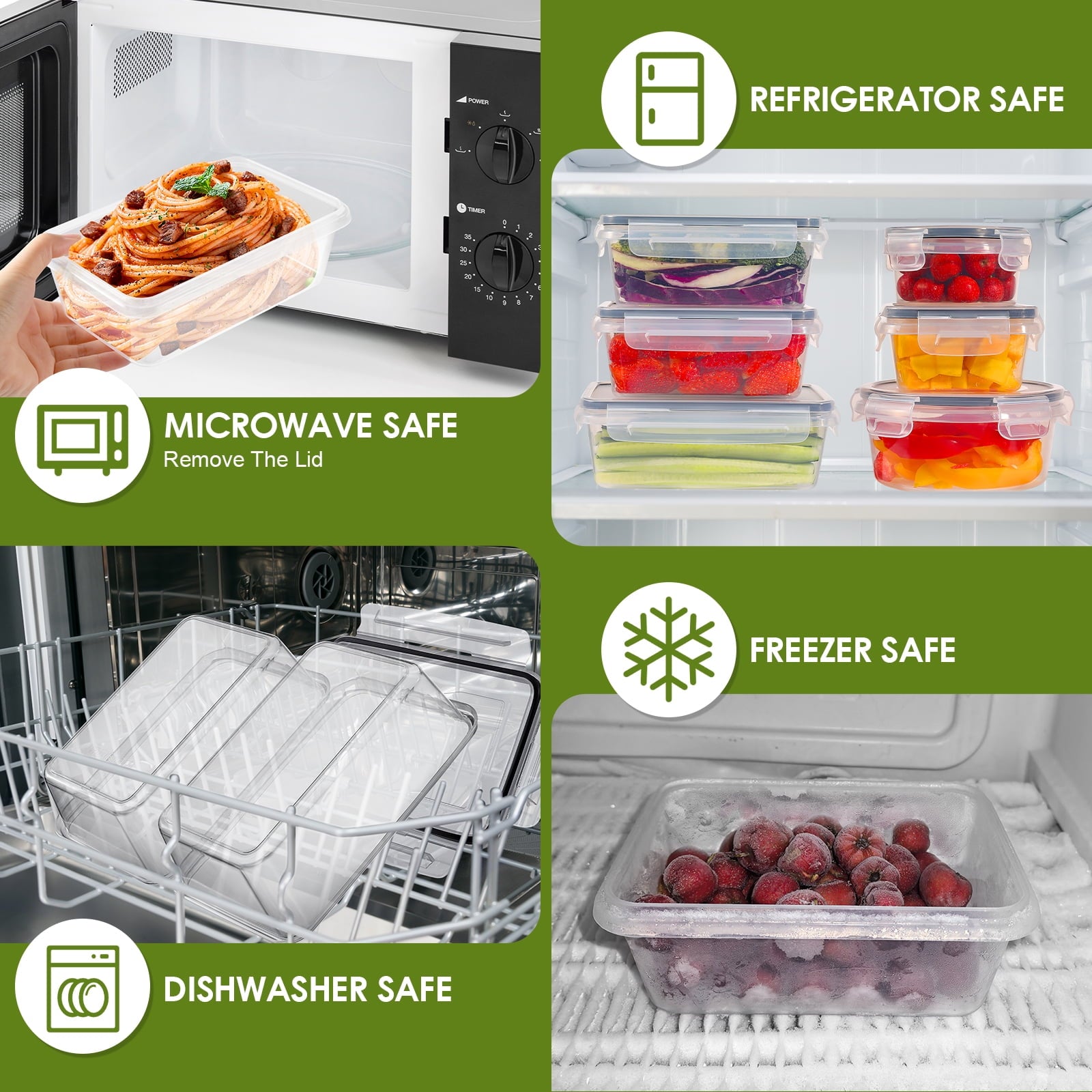 SUGIFT 50-Piece Plastic Food Storage Containers with Lids (24 Containers 24 Lids) BPA-Free Leakproof Meal-Prep Containers for Kitchen Storage Reusable Plastic with Labels Pen