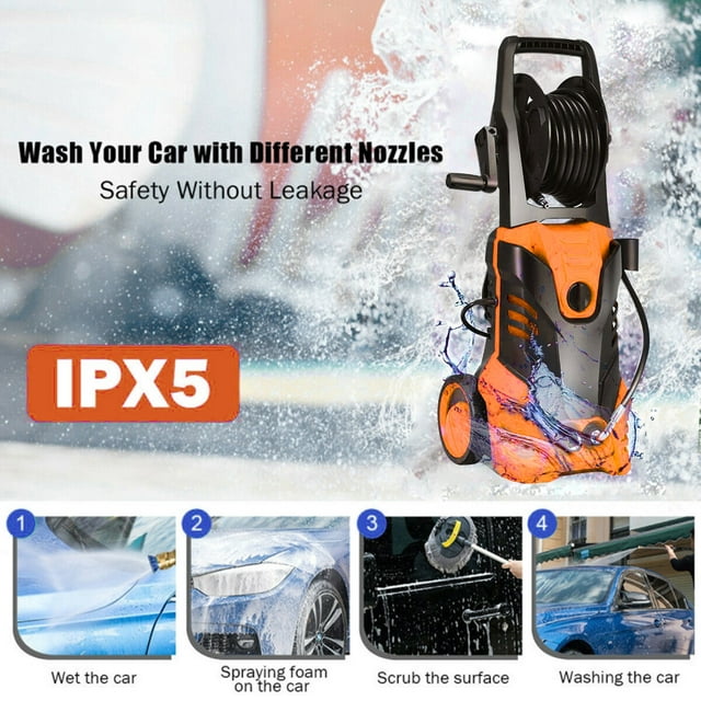 SUGIFT 3000PSI Electric Pressure Washer Cleaner 2.0 GPM 2200W with Hose Reel