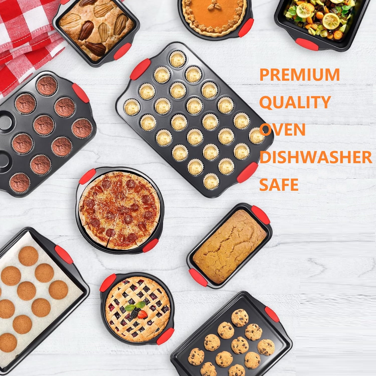 SUGIFT Nonstick Bakeware Set Baking Pan Tray Set Baking Sheet Carbon Steel Cookie Sheets