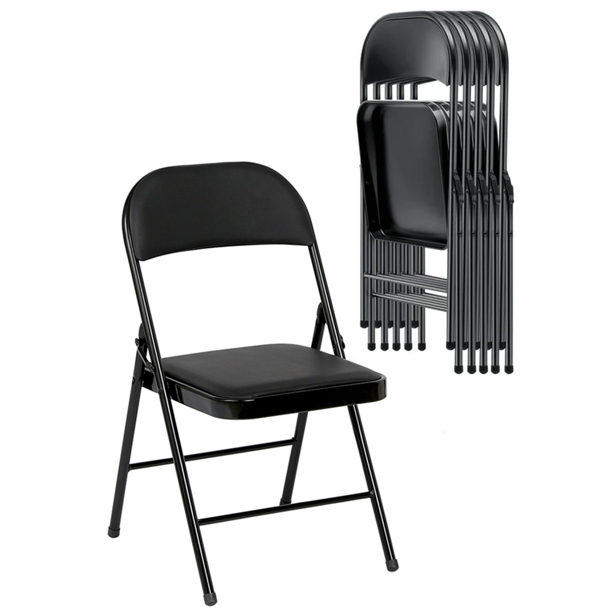 SUGIFT Vinyl Folding Chair 6 Pack, Black