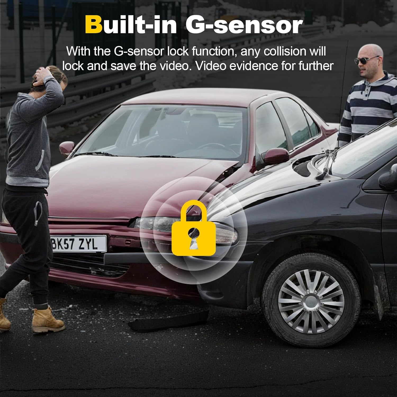 SUGIFT Dash Cam Front and Rear, 2.5K+1080P Dual Dash Camera for Cars, 2inDisplay Mini Car Camera, G-Sensor Dashcam, Night Vision