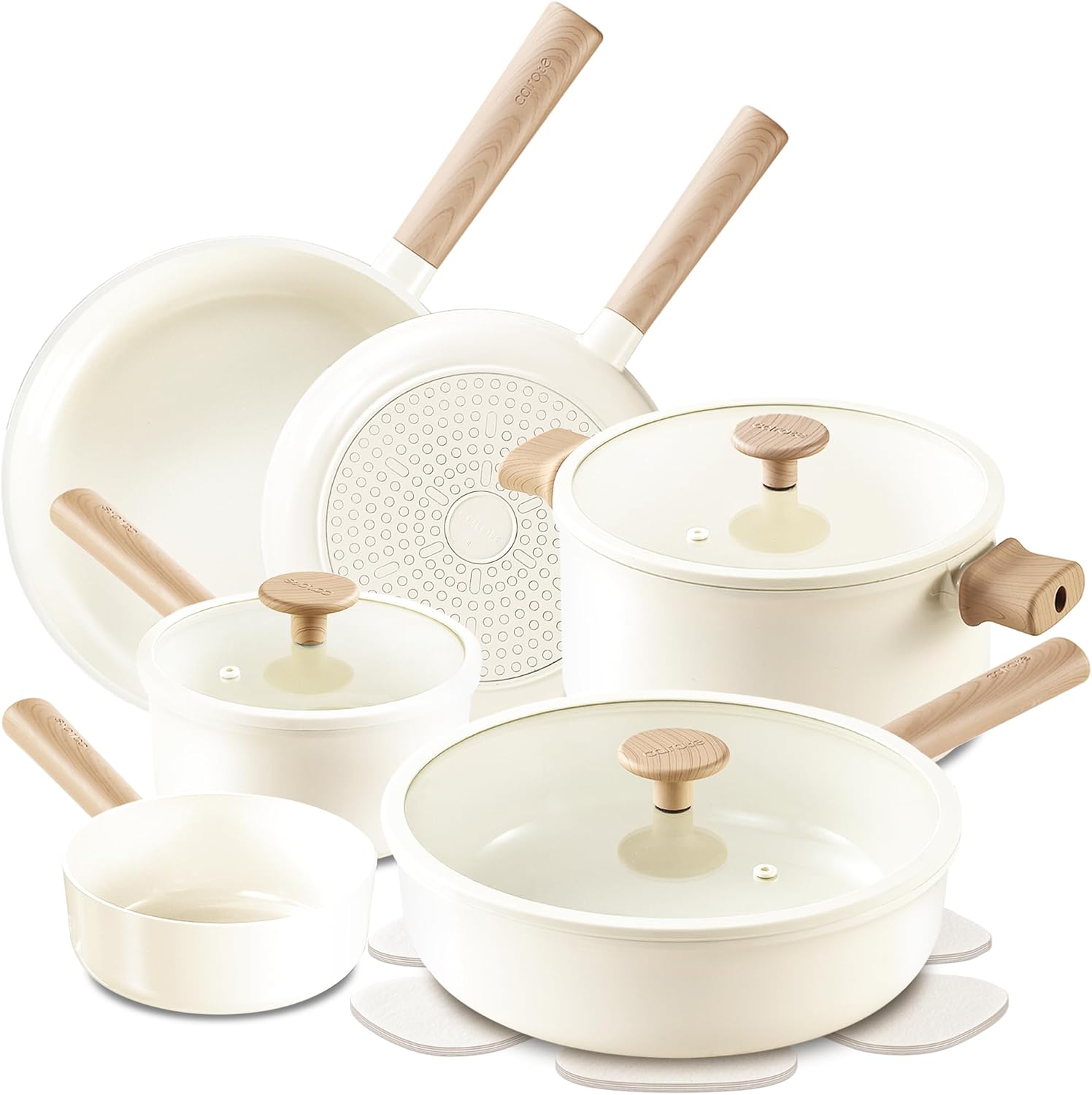 SUGIFT 14pcs Ceramic Cookware Set, Pots and Pans Set Non Stick, Nonstick Cookware Set