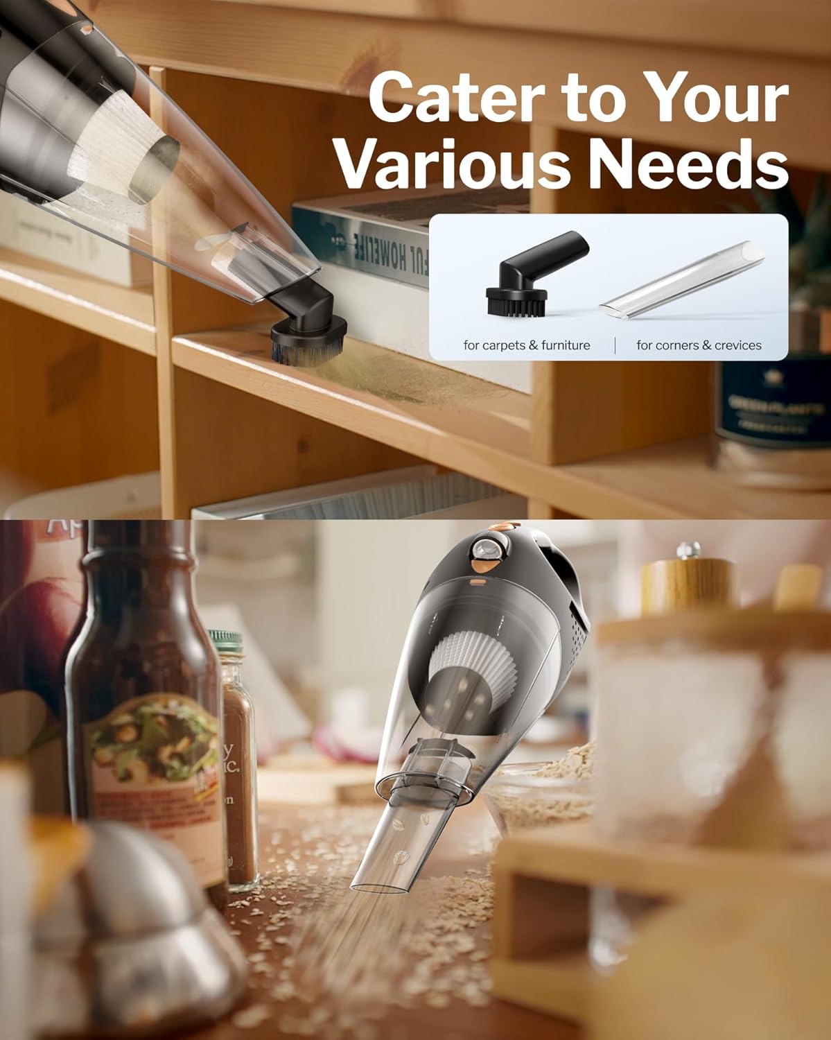 SUGIFT Handheld Vacuum Cordless with 2 Filters, Car Vacuum Cleaner High Power with Fast Charge Tech, Portable Rechargeable Mini Vacuum
