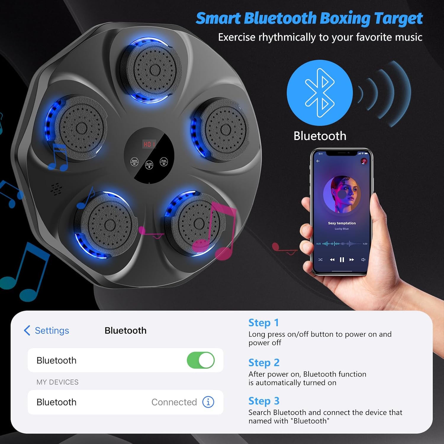 SUGIFT Music Boxing Machine Interactive Punching Trainer with Boxing Gloves