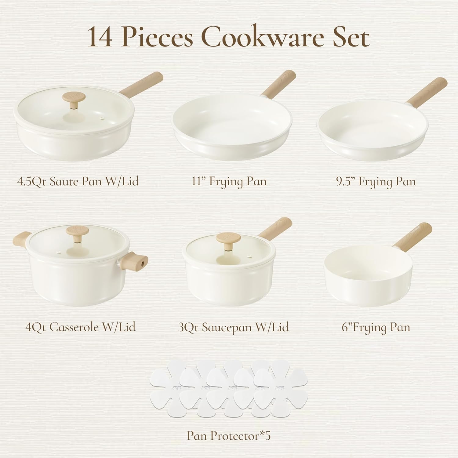 SUGIFT 14pcs Ceramic Cookware Set, Pots and Pans Set Non Stick, Nonstick Cookware Set