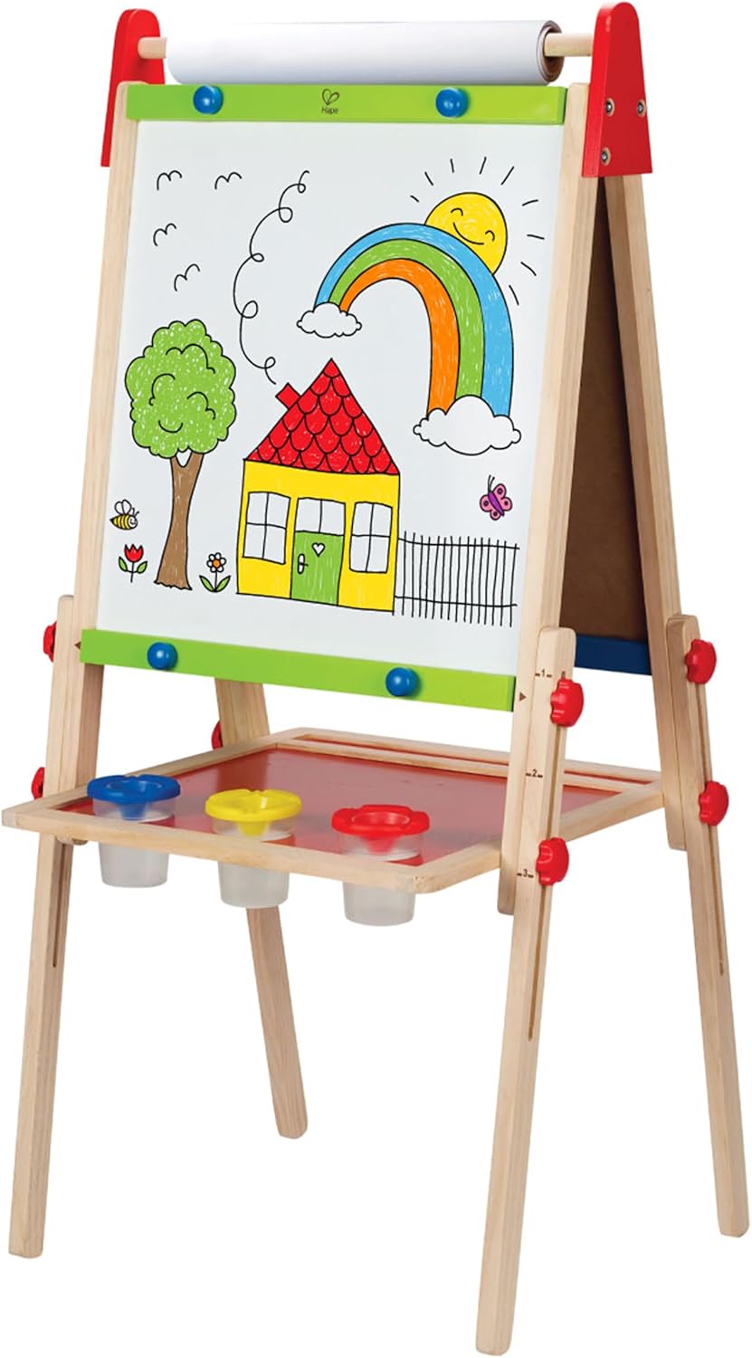 SUGIFT Art Easel for Toddlers Kids, Adjustable Standing Art Easel with Magnetic Chalkboard & Whiteboard