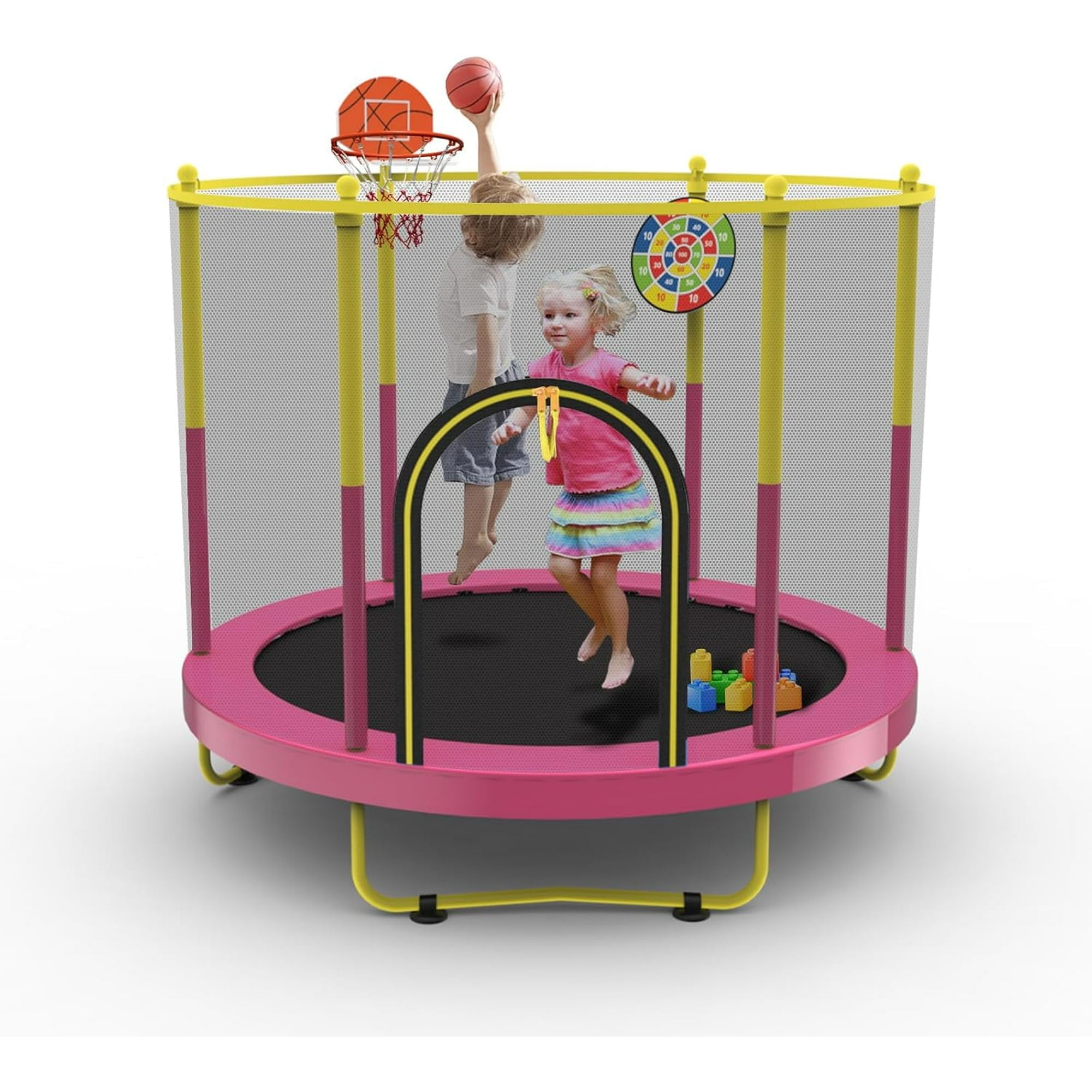 72in Trampoline for Kids with Net,6 FT Indoor & Outdoor Small Toddler Trampoline, Pink