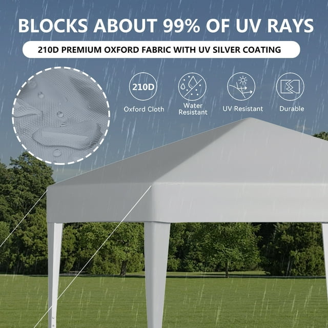 TBKLEY 10x10ft Pop Up Canopy Tent with Carry Bag for Backyard Home Party Outdoor Events, White